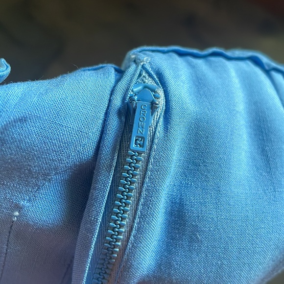 As-Is VTG 40s/50s Era Cornflower Blue Short Sleeve  Wiggle Dress Bow Like Detail - Picture 6 of 16